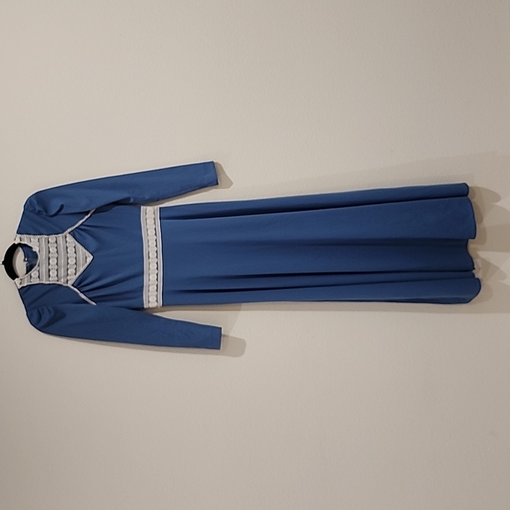 Patricia Fair 70s Maxi Dress in Blue